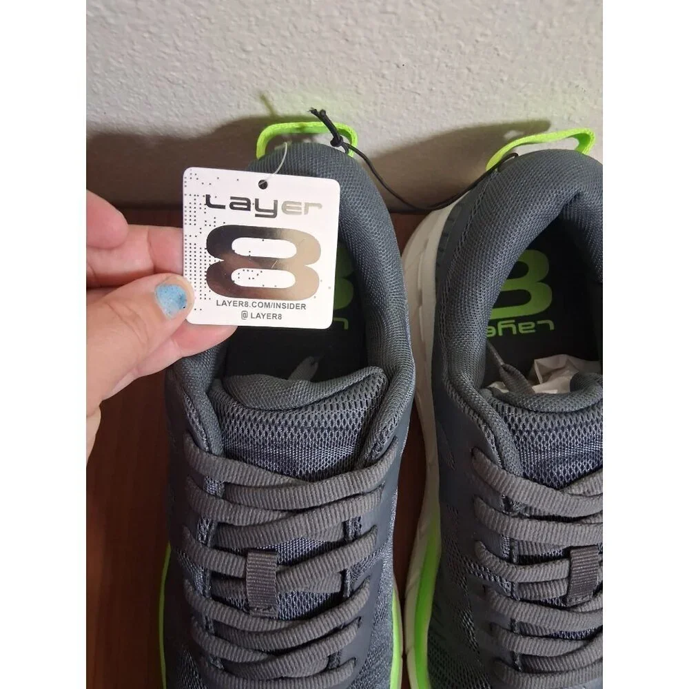 NWT Layer 8 Sneakers Offroader Mesh Athletic Running Walking Charcoal Men's 9.5